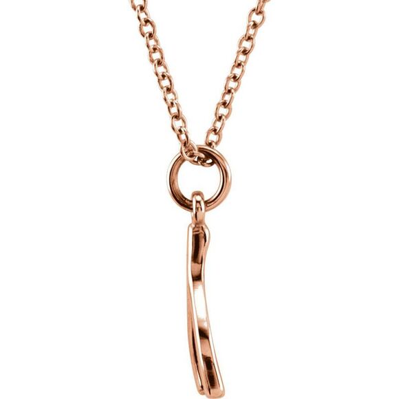 Tiny Wishbone Necklace in 14k Rose Gold, 18 Inch - Picture 2 of 4